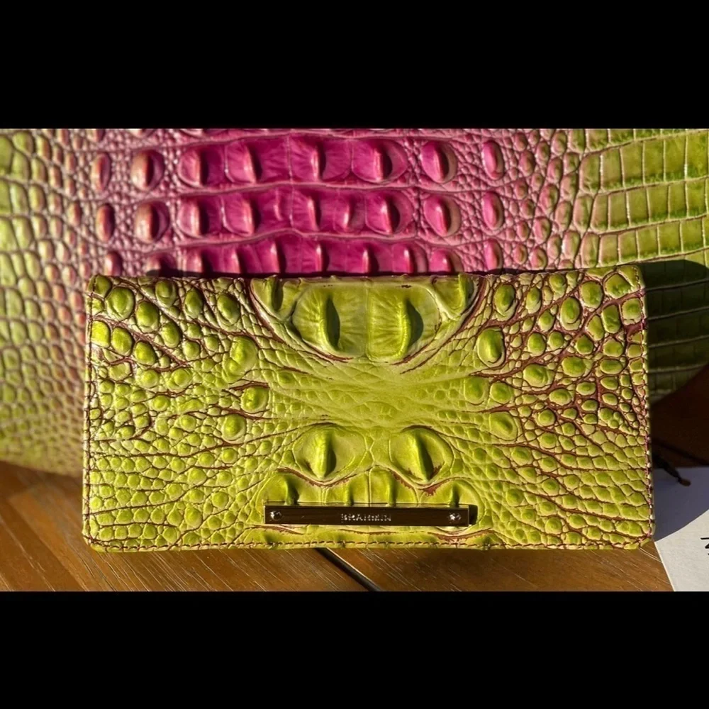 Brahmin Bekka Limeade Melbourne Shoulder Bag Adelle Wallet Set NWT